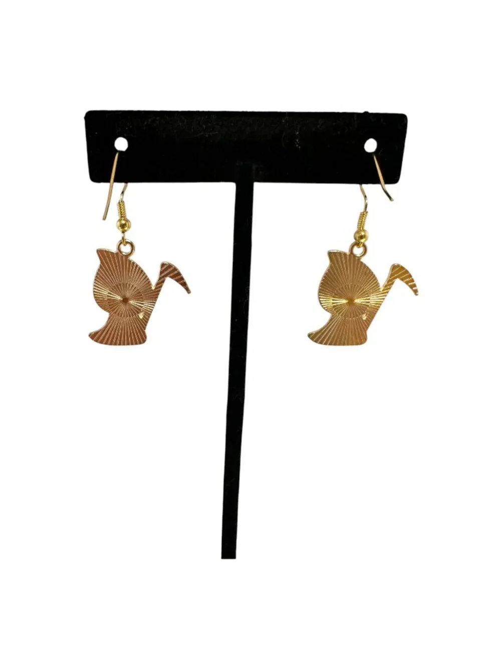 Grim Reaper Enamel Earrings Gold Plated French Hook Ear Wires 1 5/8